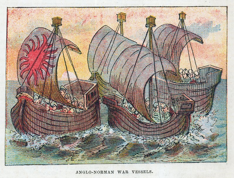 Anglo-Norman war vessels by English School