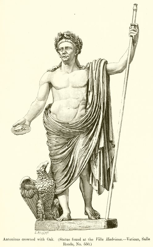 Antoninus Crowned with Oak (Statue found at the Villa Hadriana--Vatican, Salle Ronde, No. 550) by English School