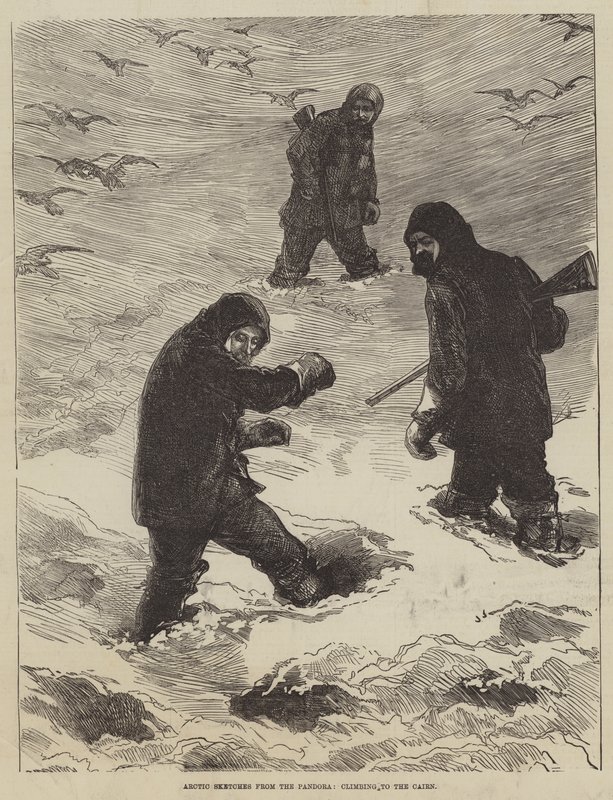 Arctic Sketches from the Pandora, climbing to the Cairn by English School