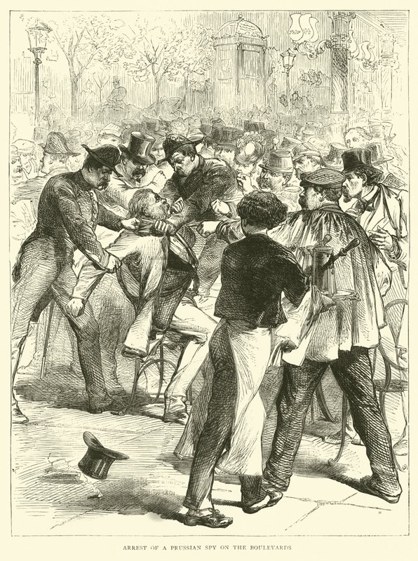 Arrest of a Prussian spy on the Boulevards by English School