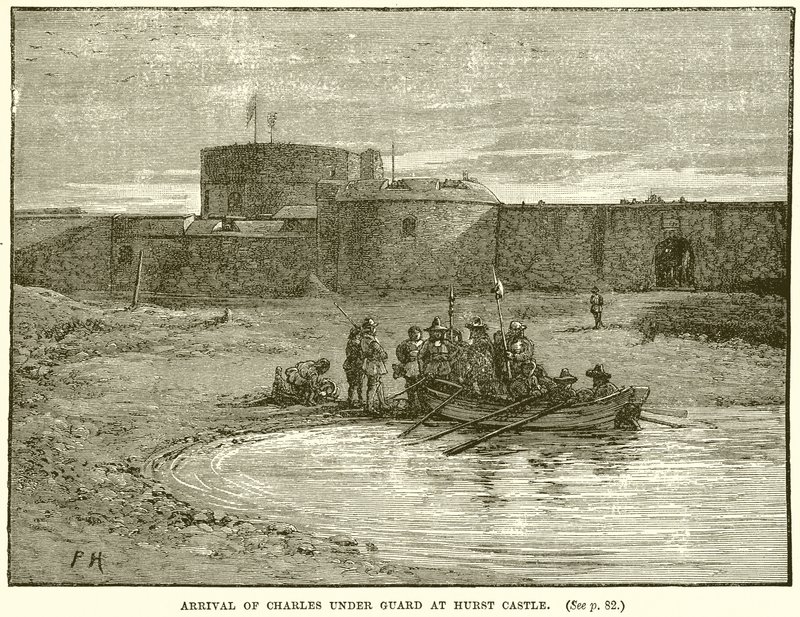 Arrival of Charles under Guard at Hurst Castle by English School