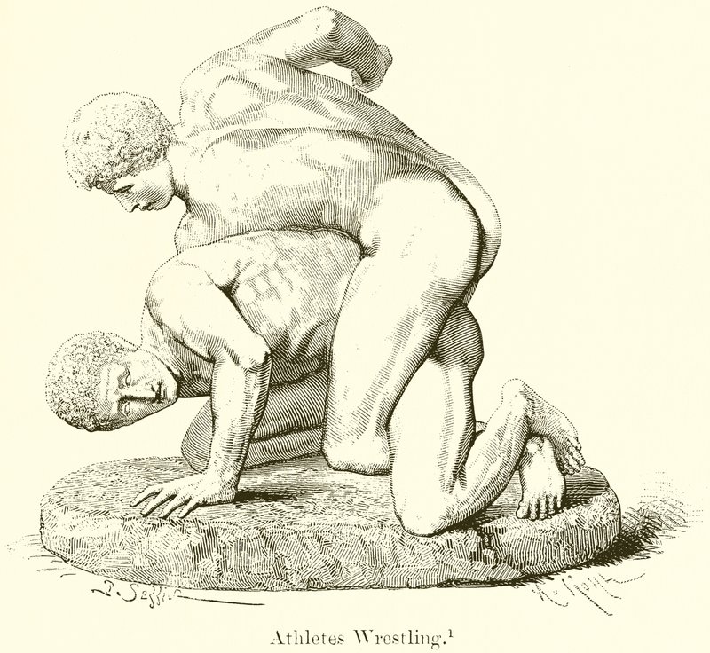 Athletes Wrestling by English School