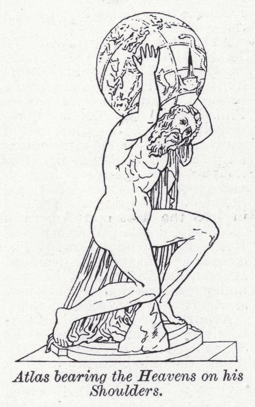Atlas bearing the Heavens on his shoulders by English School