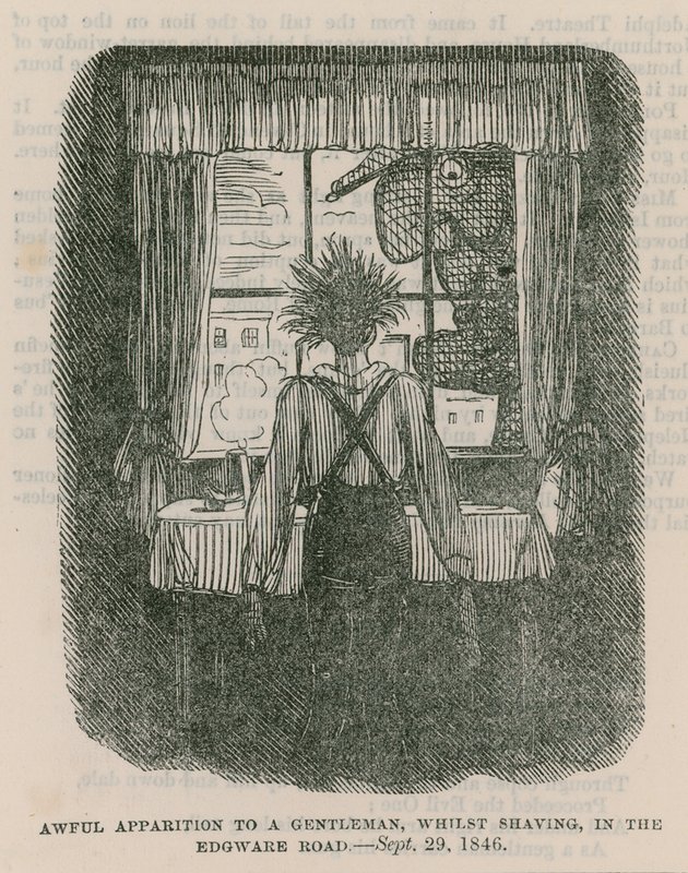 Awful apparition to a gentleman, whilst shaving, in the Edgware Road, London - 30 September 1846 by English School