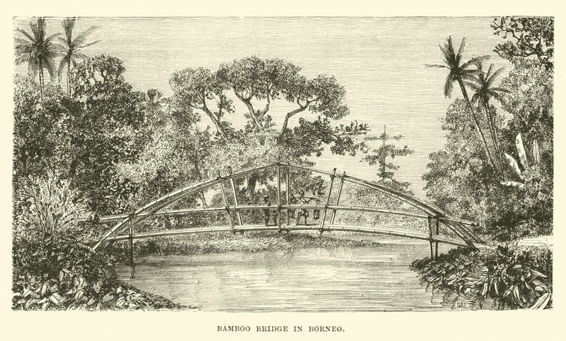 Bamboo Bridge in Borneo by English School