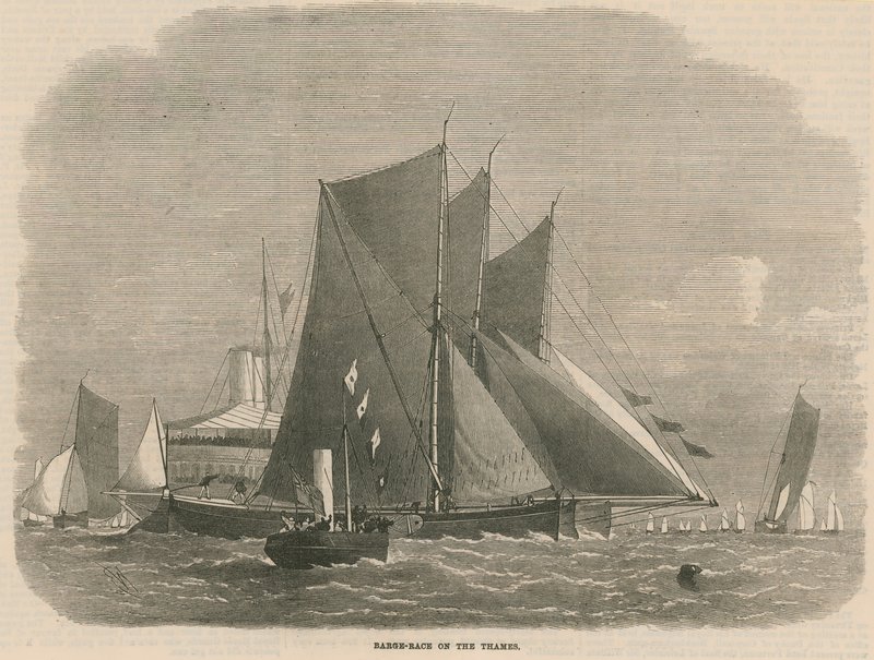 Barge Race on the Thames by English School