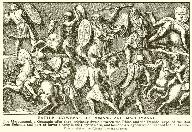 Battle between the Romans and Marcomanni by English School