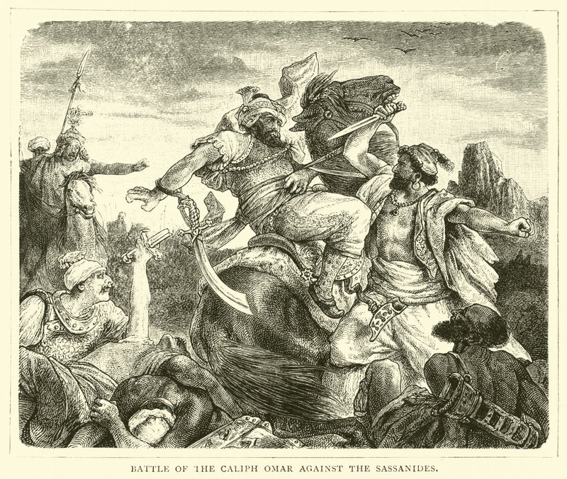 Battle of the Caliph Omar against the Sassanides by English School
