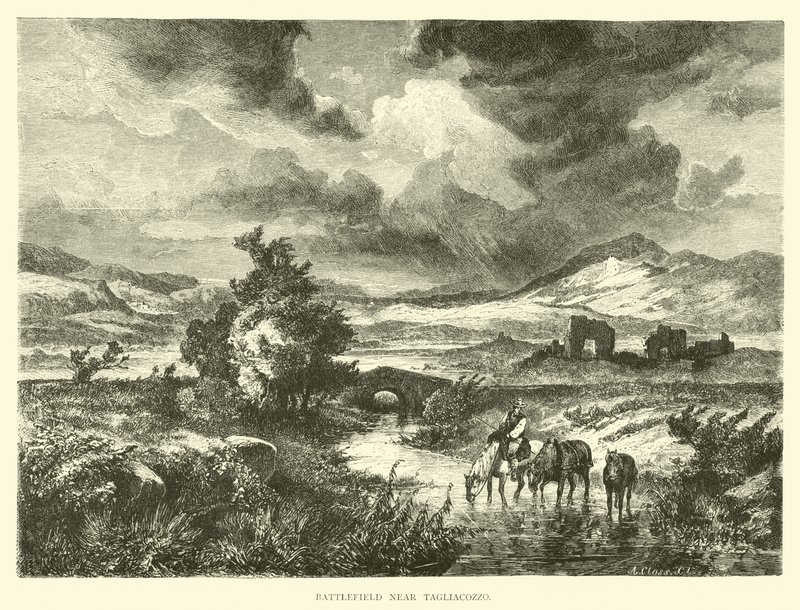 Battlefield near Tagliacozzo by English School