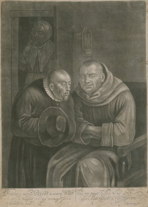 Betwixt a subtle priest and a cursed wife, I