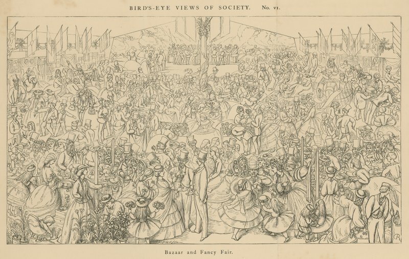Birds-Eye Views of Society: Bazaar and Fancy Fair by English School