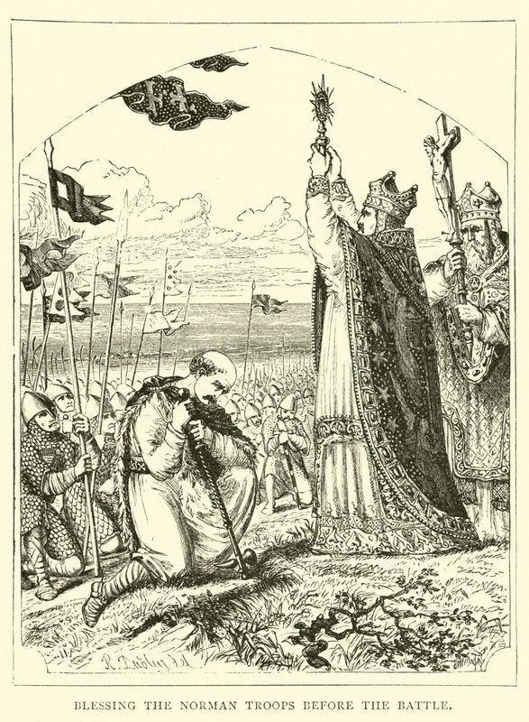 Blessing the Norman troops before the battle by English School