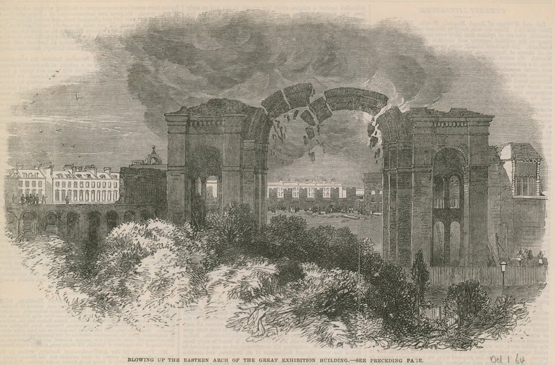 Blowing up the eastern arch of the Great Exhibition Building by English School