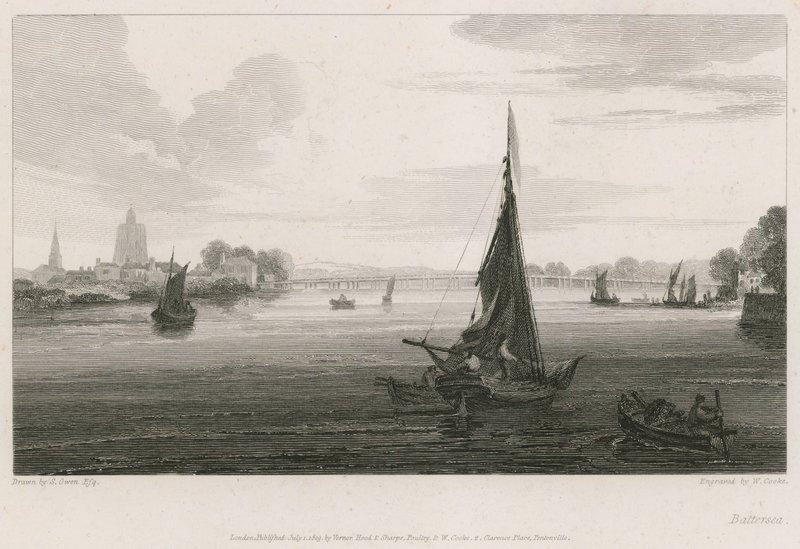 Boats on the River Thames at Battersea by English School
