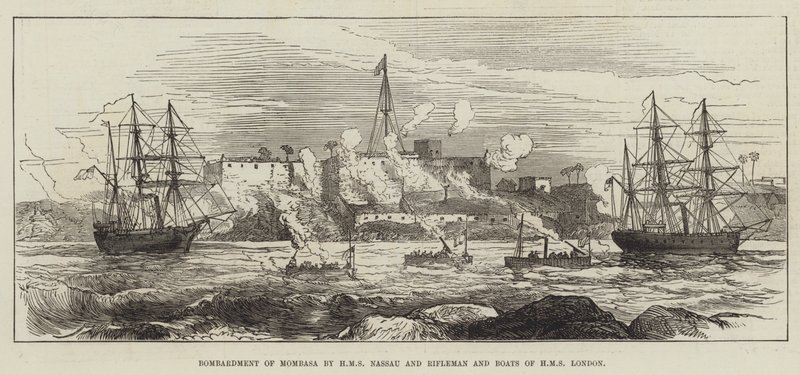 Bombardment of Mombasa by HMS Nassau and Rifleman and Boats of HMS London by English School