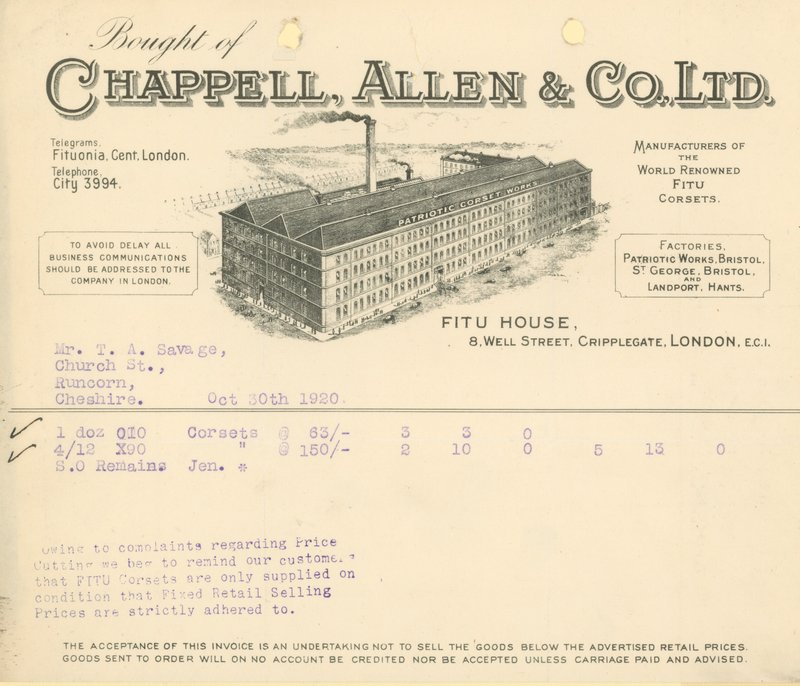 Bought of Chappell Allen & Co Ltd by English School