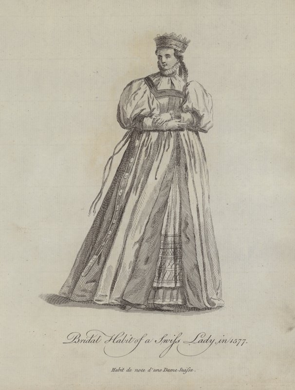 Bridal Habit of a Swiss Lady in 1577 by English School