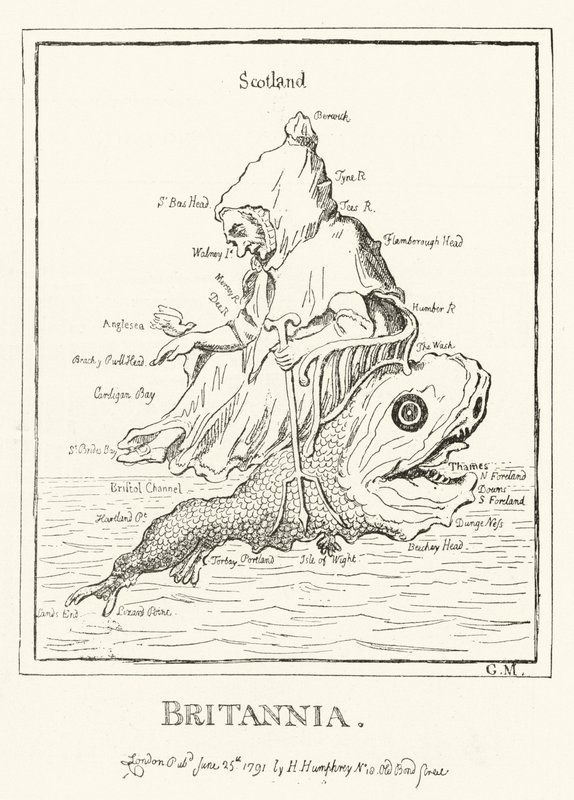 Britannia, Map of England (engraving) by English School