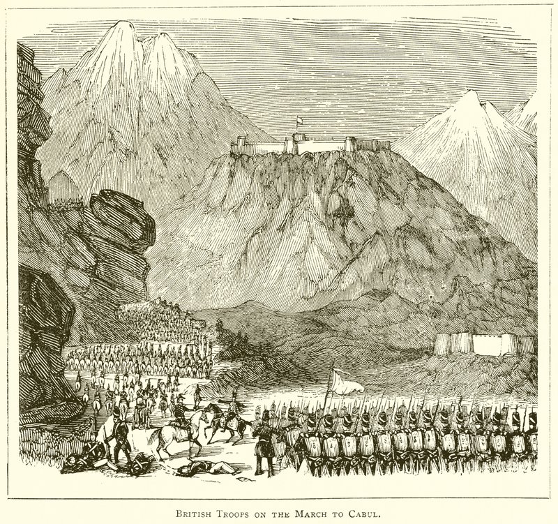British Troops on the March to Cabul by English School
