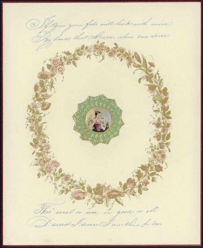 British Valentine card with an image of a woman by English School