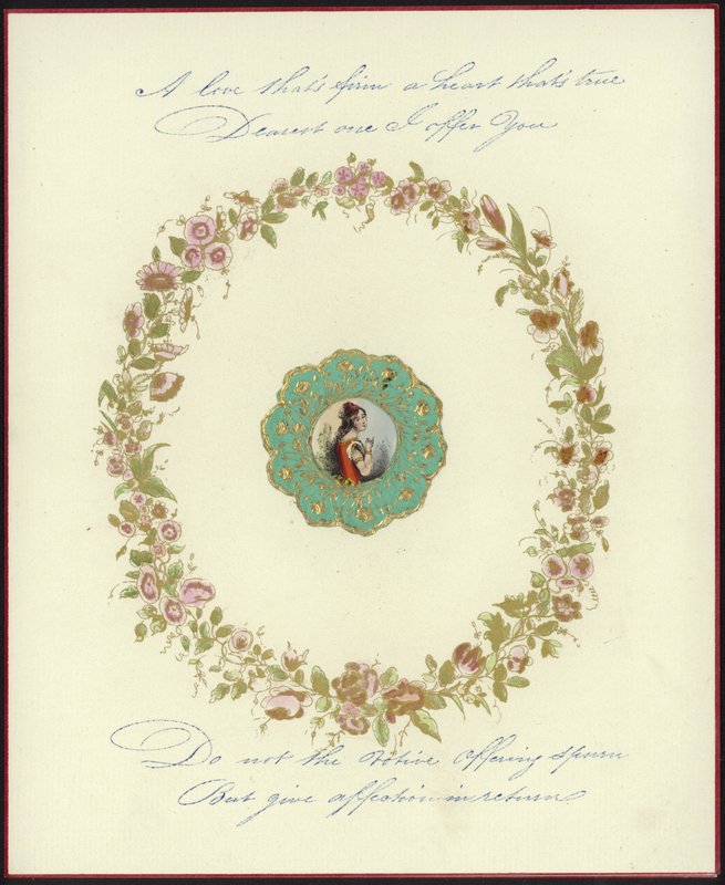 British Valentine card with an image of a woman by English School
