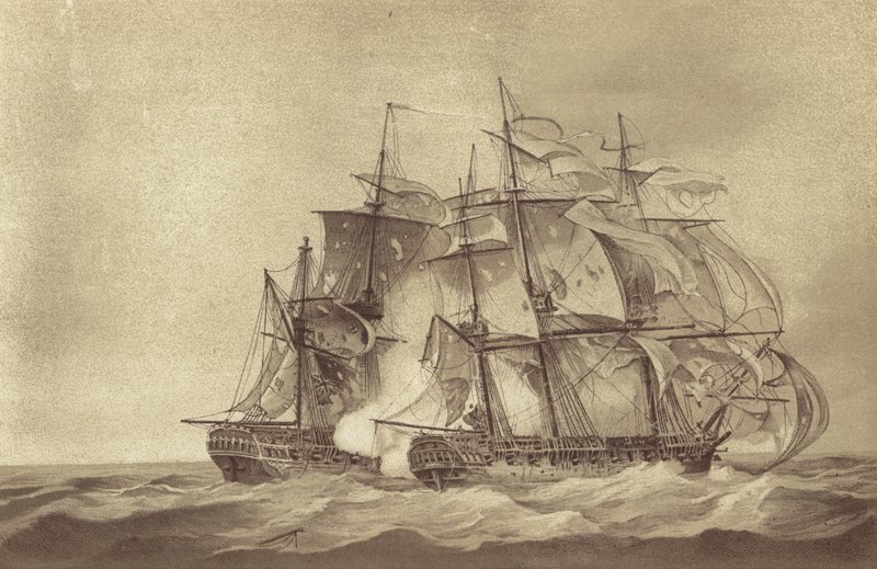 British frigate HMS Santa Margarita capturing the French frigate Tamise, June 1796 by English School