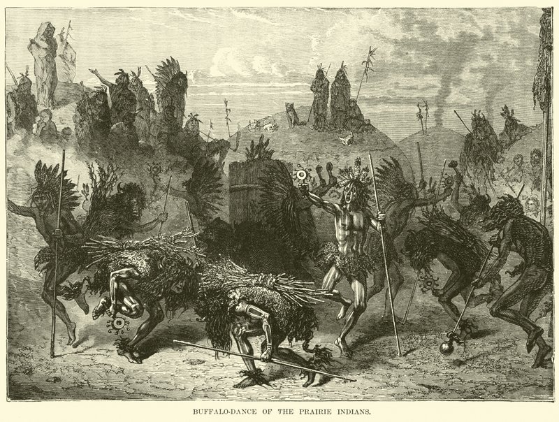 Buffalo-dance of the Prairie Indians by English School