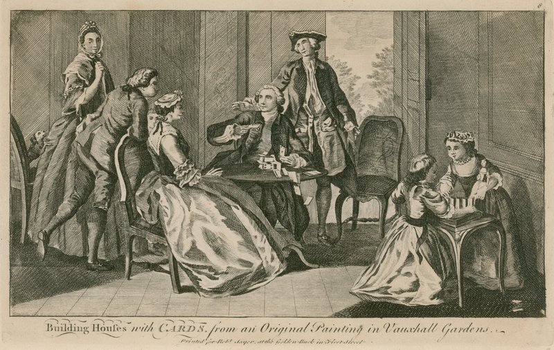 Building Houses with Cards from an Original Painting in the Vauxhall Gardens, London by English School