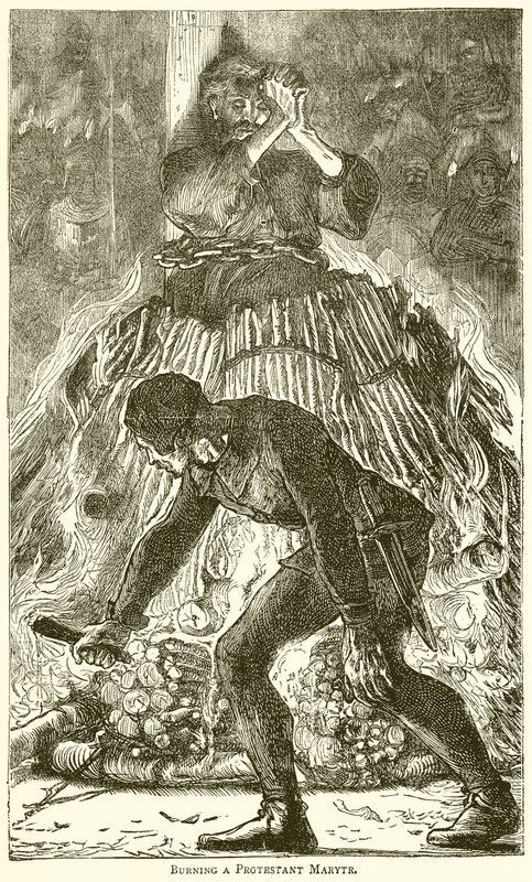 Burning a Protestant Martyr by English School