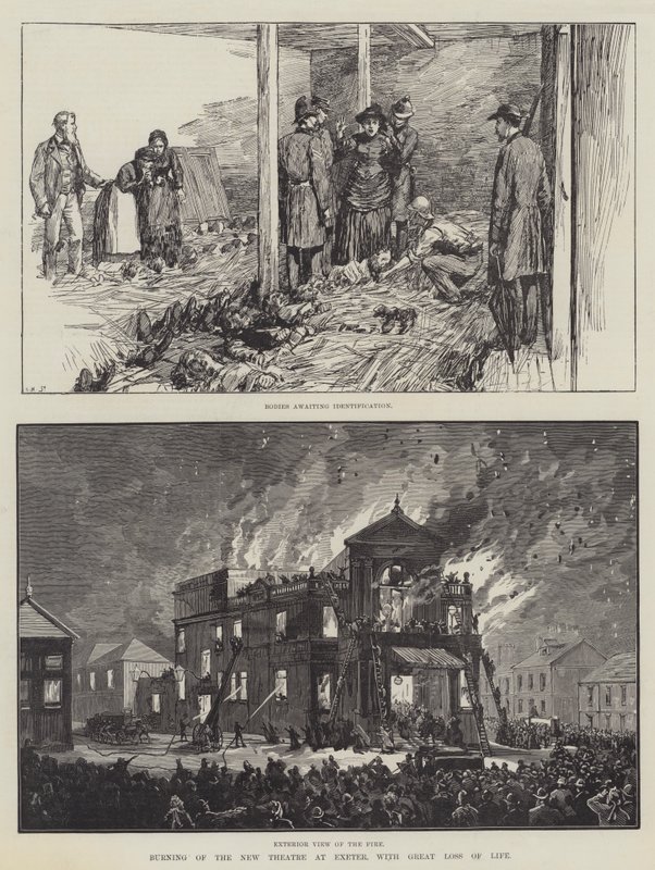 Burning of the New Theatre at Exeter, with Great Loss of Life by English School