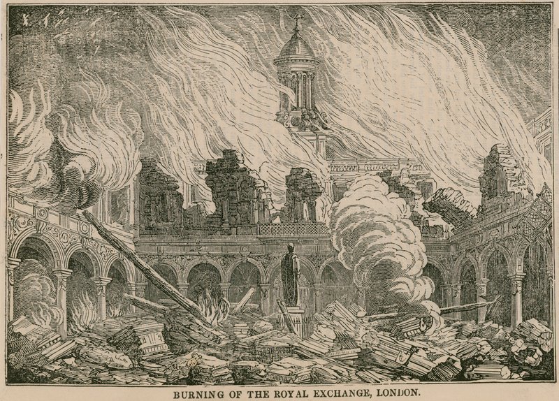 Burning of the Royal Exchange, London, on the Night of 10 January 1838 by English School