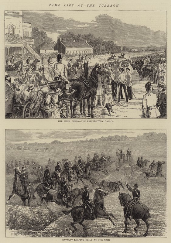 Camp Life at the Curragh (engraving) by English School