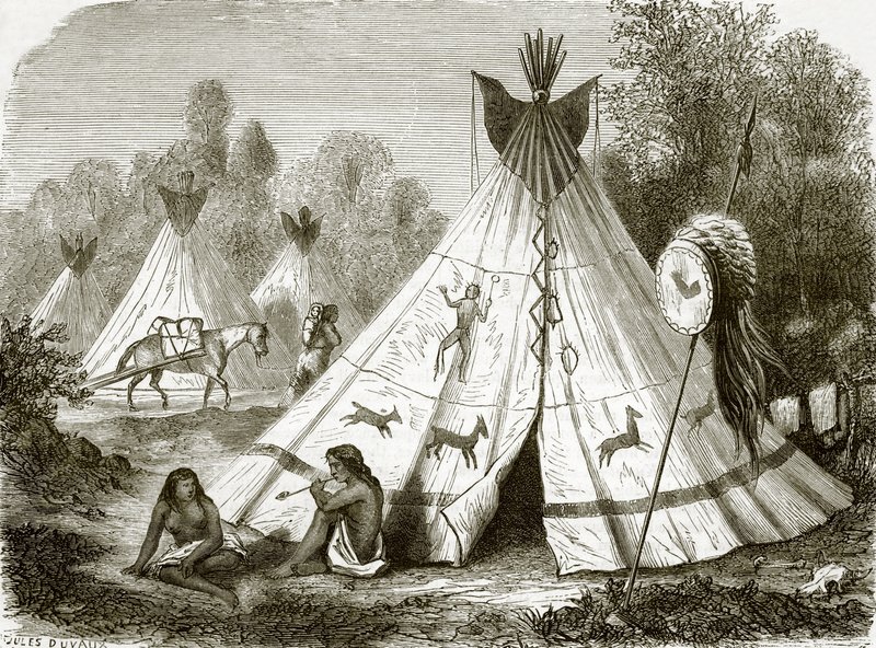 Camp of Comanche Indians by English School
