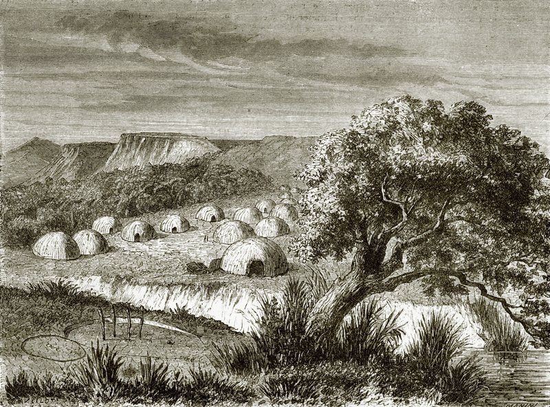 Camp of Kioway Indians by English School