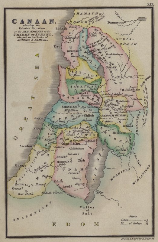 Canaan, Showing the Relative Situation of the Allotments to the Tribes of Israel, Adapted to the Books of Judges and Samuel by English School