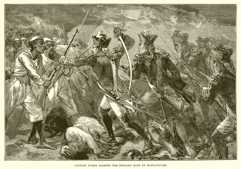 Captain Yorke Leading the Forlorn Hope at Masulipatam (1759) by English School