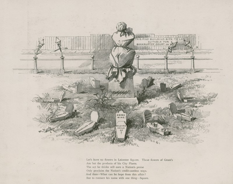 Cartoon, Satire on Albert Grant, the Graves Representing His Shady Speculations by English School