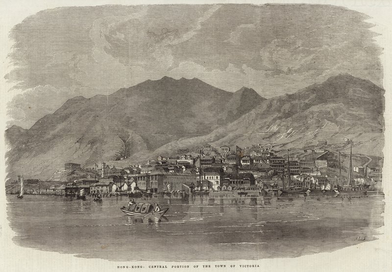 Central portion of the town of Victoria in Hong Kong by English School