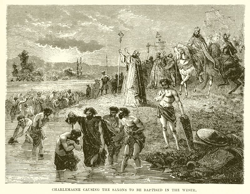 Charlemagne Causing the Saxons to be Baptised in the Wester by English School