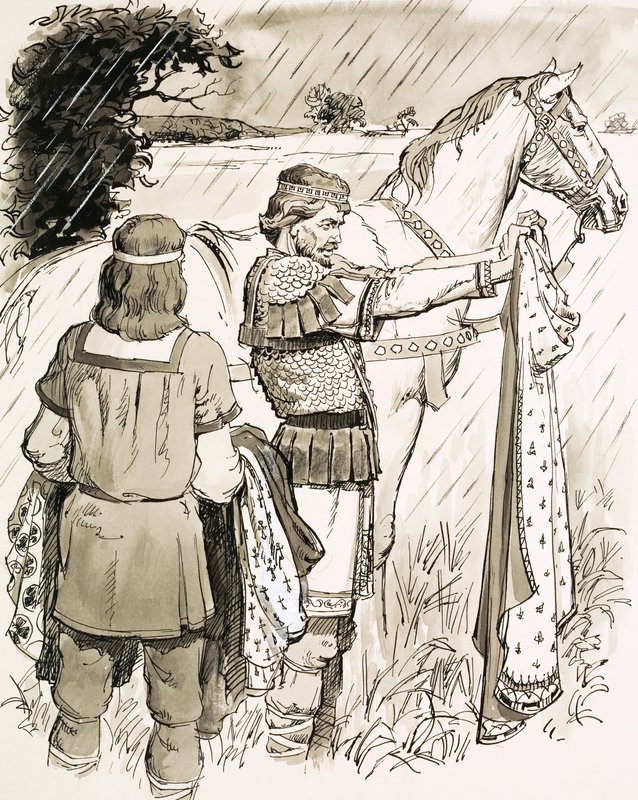 Charlemagne inspecting cloaks by English School