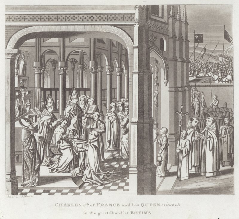 Charles V of France and His Queen Crowned in the Great Church at Rheims by English School
