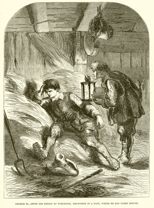 Charles II, After the Defeat at Worcester, Discovered in a Barn, Where He Had Taken Refuge by English School