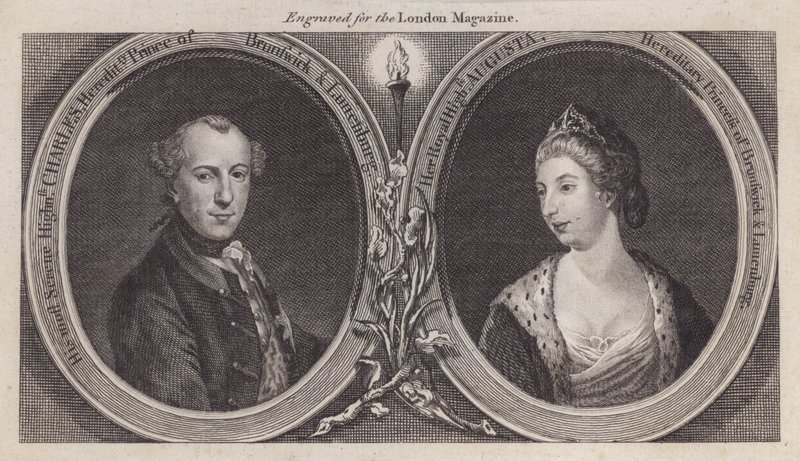 Charles William Ferdinand, Duke of Brunswick, and his wife, Princess Augusta, sister of King George III by English School