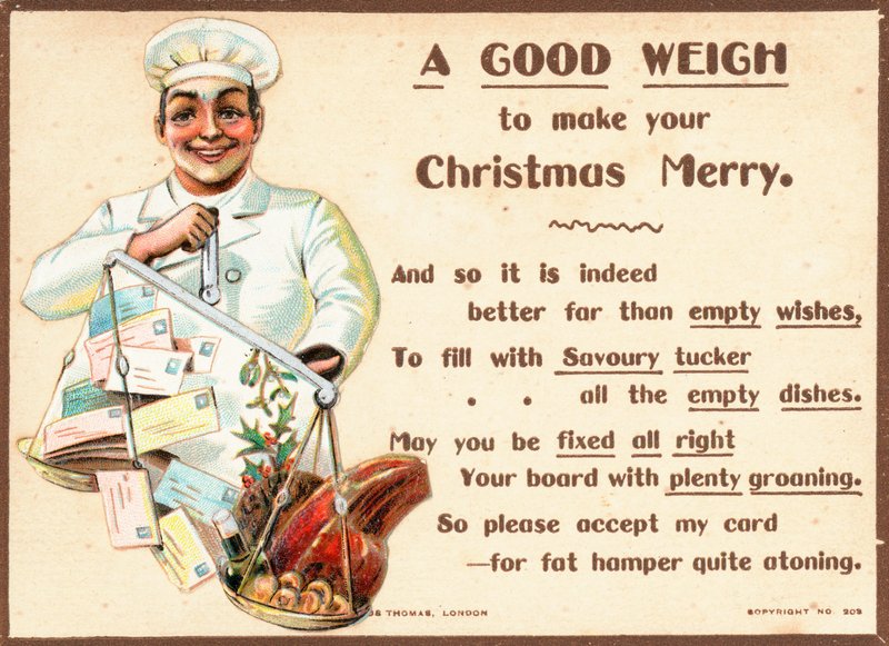 Chef Weighing Letters and Food on Scales by English School