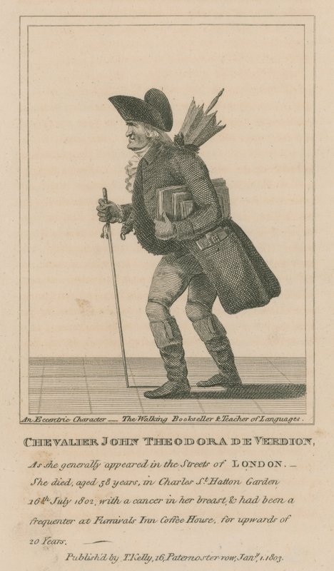 Chevalier John Theodora De Verdion, The Walking Bookseller and Teacher of Languages by English School