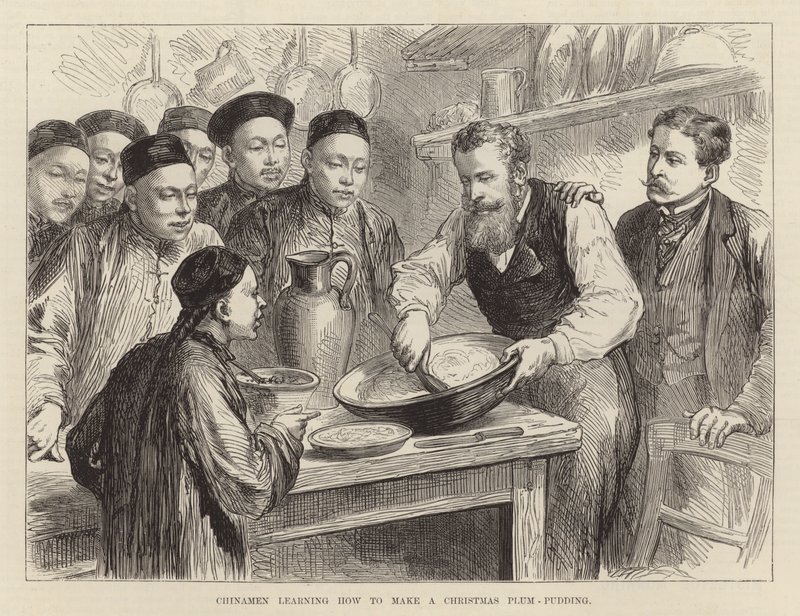 Chinamen Learning How to Make a Christmas Plum Pudding by English School
