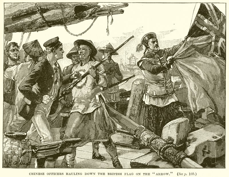 Chinese Officers Hauling Down the British Flag on the Arrow by English School
