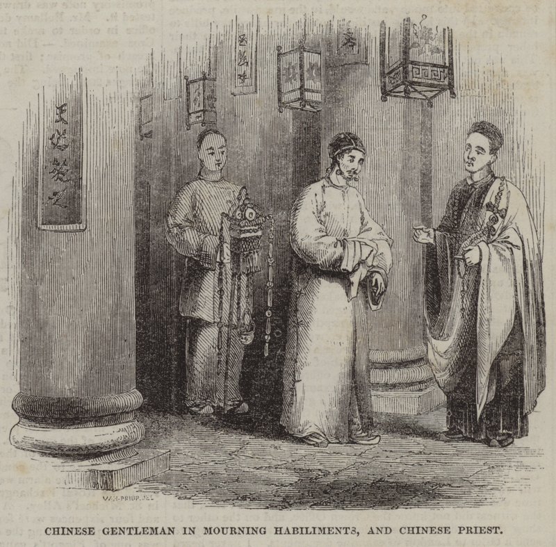 Chinese Gentleman in Mourning Habiliments, and Chinese Priest by English School