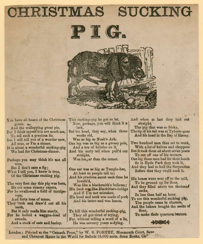 Christmas Sucking Pig, Verse Dated 1863 by English School