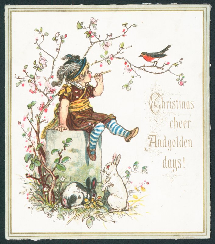 Christmas cheer and golden days - Christmas greetings card by English School